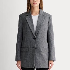 NWT Everlane Women's Oversized Blazer in Wool in Grey HerringBone White, Size 6